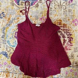 Maroon Lace Spaghetti Strap